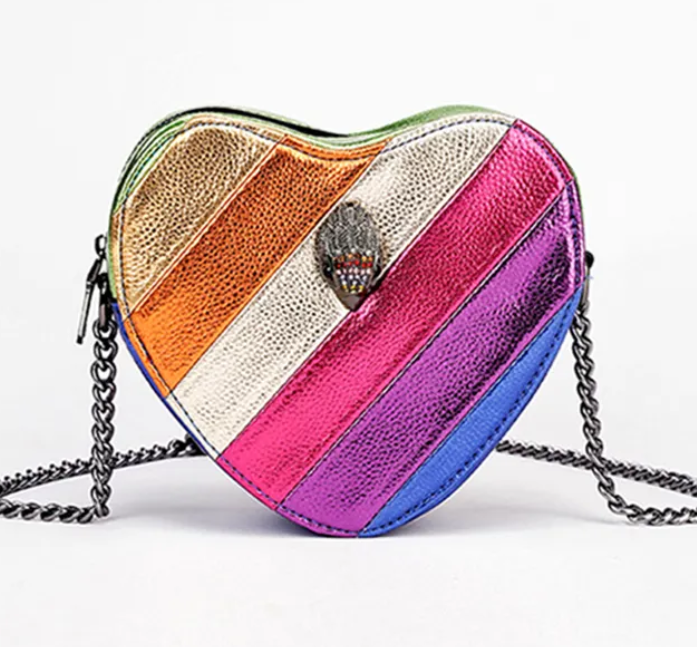 Women's Heart-Shape Shoulder Handbag with Chain Strap, Streetwear Shoulder Bag