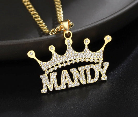Crystal Crown Name Necklace